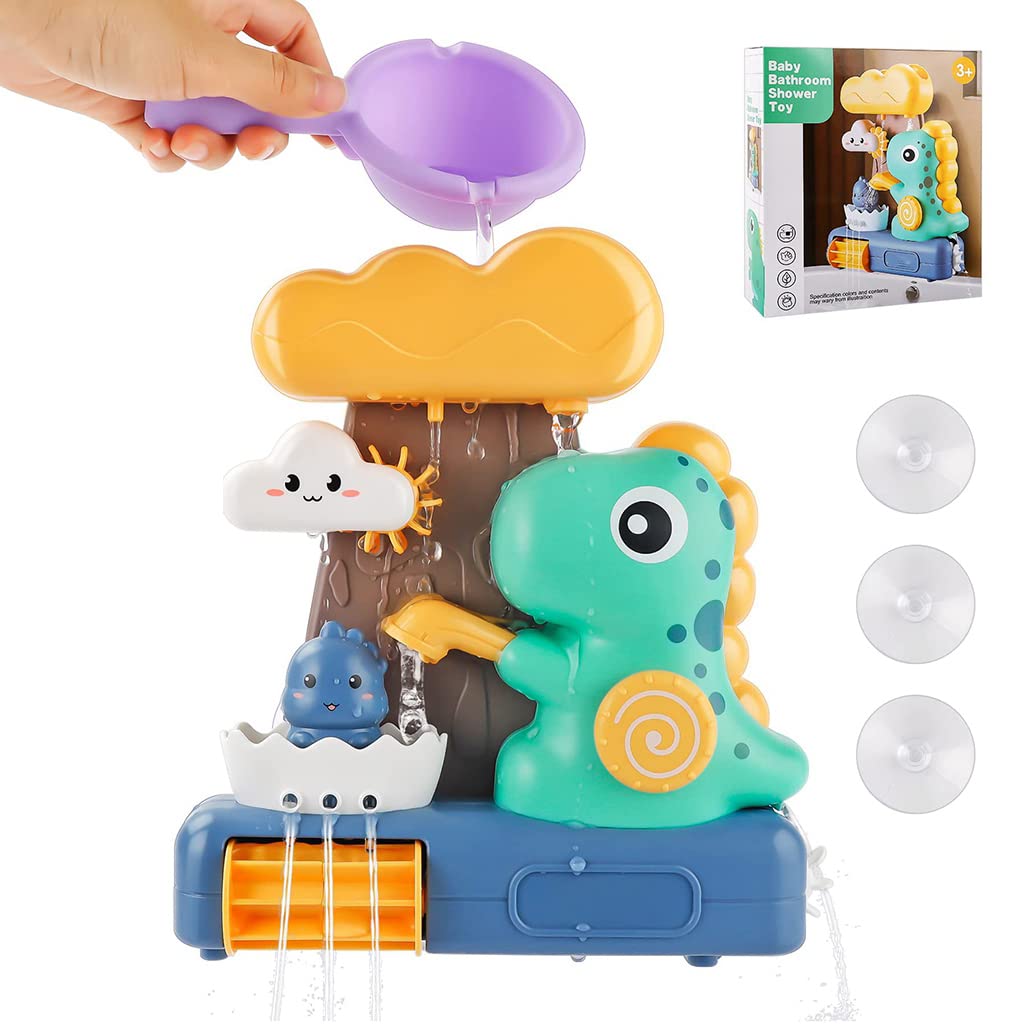 PATPAT Baby Bath Toys, Fun Dinosaur Water Spray Toy Set Cartoon Bath Toy Sprinkler Toy Suction Cup Design Bathtub Toy Shower Toy for Baby Toddler 1-4 Years Old Bathtime Toy Gift for Toddler PATPAT Baby Bath Toys, Fun Dinosaur Water Spray Toy Set Cartoon Bath Toy Sprinkler Toy Suction Cup Design Bathtub Toy Shower Toy for Baby Toddler 1-4 Years Old Bathtime Toy Gift for Toddler